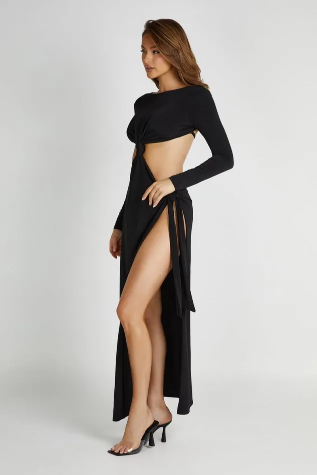 Meshki Maxi Dresses Kiandra Slinky Knot Maxi Dress 8211 Black Black 8211 Women