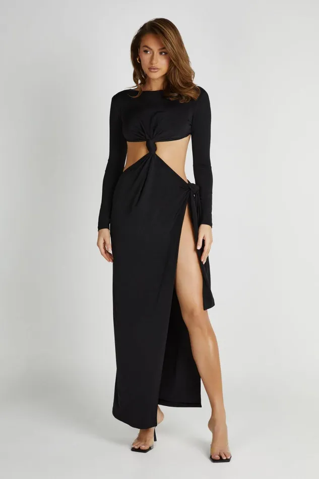 Meshki Maxi Dresses Kiandra Slinky Knot Maxi Dress 8211 Black Black 8211 Women