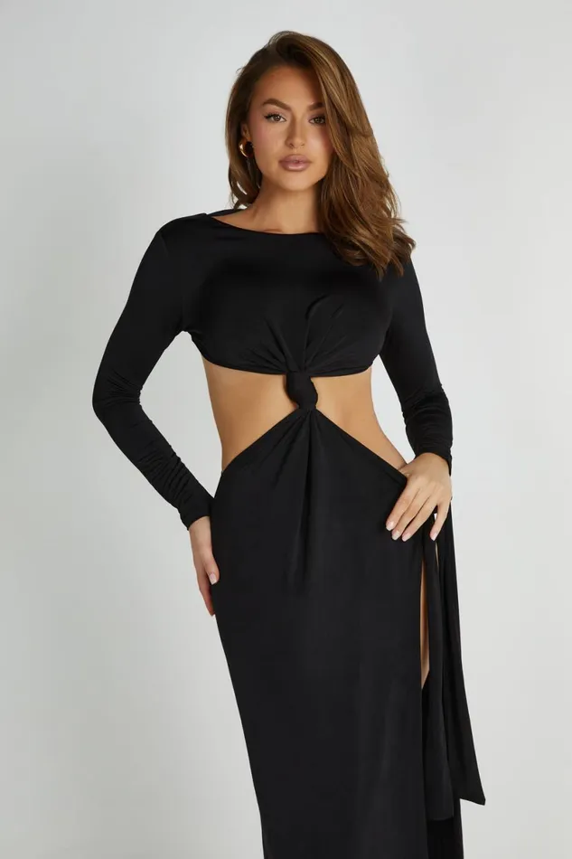 Meshki Maxi Dresses Kiandra Slinky Knot Maxi Dress 8211 Black Black 8211 Women