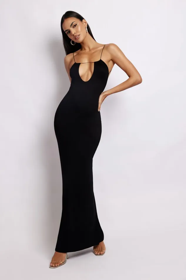 Meshki Maxi Dresses Kirsty Strappy Circle Cutout Maxi Dress 8211 Black Black 8211 Women
