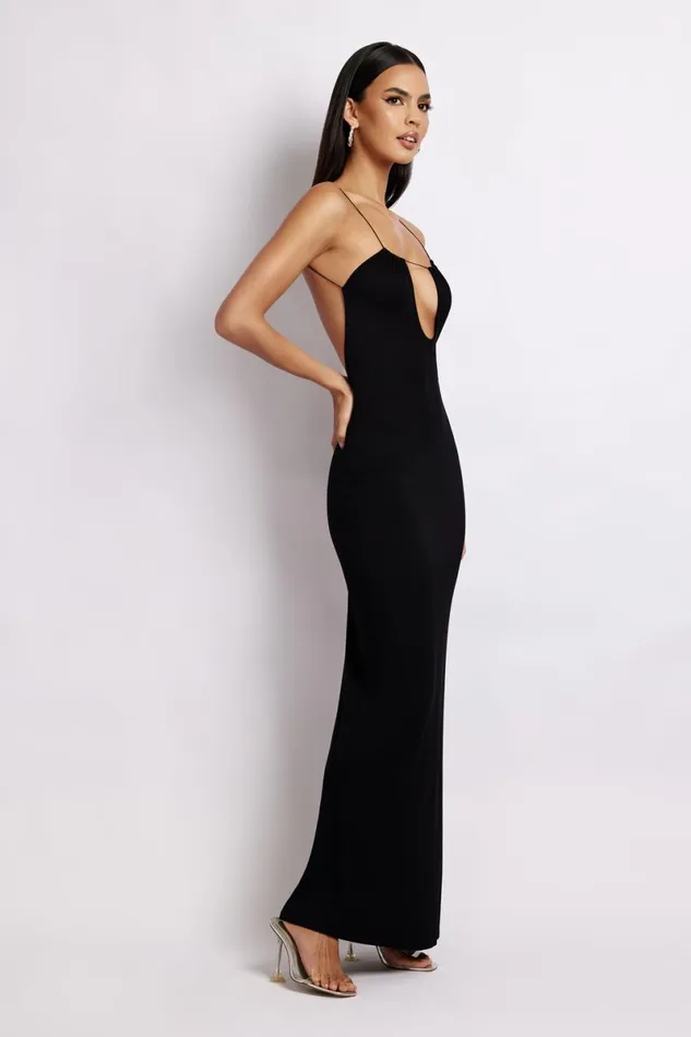 Meshki Maxi Dresses Kirsty Strappy Circle Cutout Maxi Dress 8211 Black Black 8211 Women