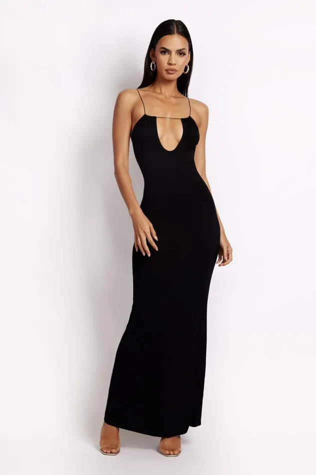 Meshki Maxi Dresses Kirsty Strappy Circle Cutout Maxi Dress 8211 Black Black 8211 Women