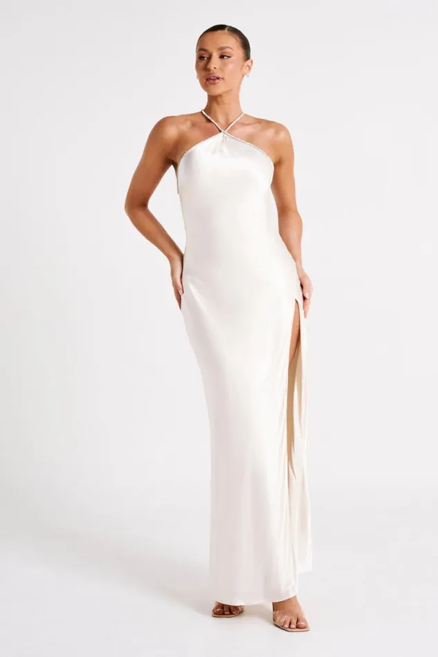 Meshki Maxi Dresses Louise Diamante Rope Maxi Dress 8211 Ivory Ivory 8211 Women
