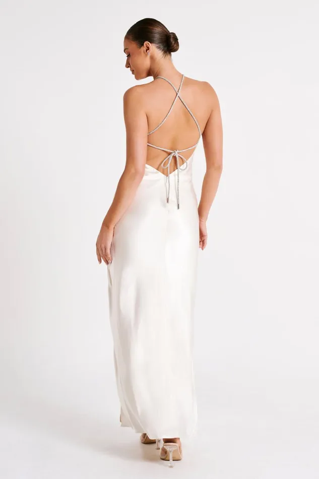 Meshki Maxi Dresses Louise Diamante Rope Maxi Dress 8211 Ivory Ivory 8211 Women