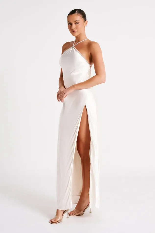 Meshki Maxi Dresses Louise Diamante Rope Maxi Dress 8211 Ivory Ivory 8211 Women