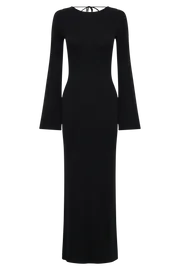 Meshki Maxi Dresses Marleigh Flare Sleeve Knit Maxi Dress 8211 Black Black 8211 Women