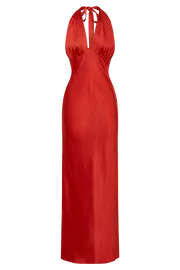 Meshki Maxi Dresses Marvelle Satin Halter Maxi Dress 8211 Vermilion Red Vermilionred 8211 Women