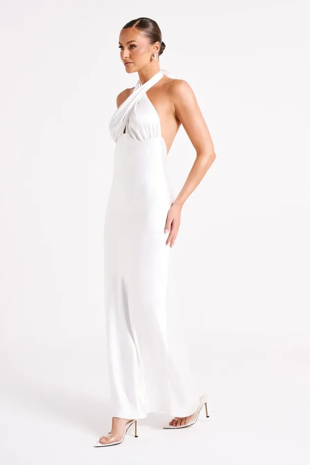 Meshki Maxi Dresses Marvelle Satin Halter Maxi Dress 8211 White White 8211 Women