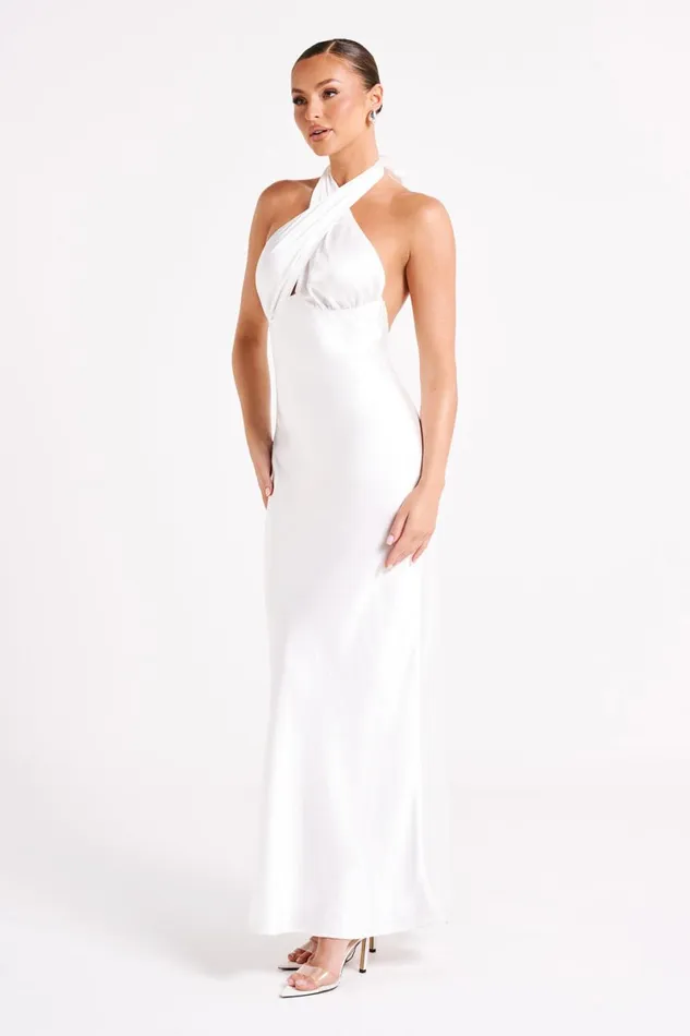Meshki Maxi Dresses Marvelle Satin Halter Maxi Dress 8211 White White 8211 Women