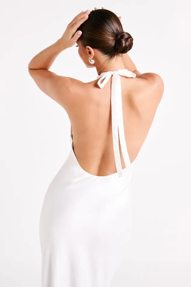Meshki Maxi Dresses Marvelle Satin Halter Maxi Dress 8211 White White 8211 Women