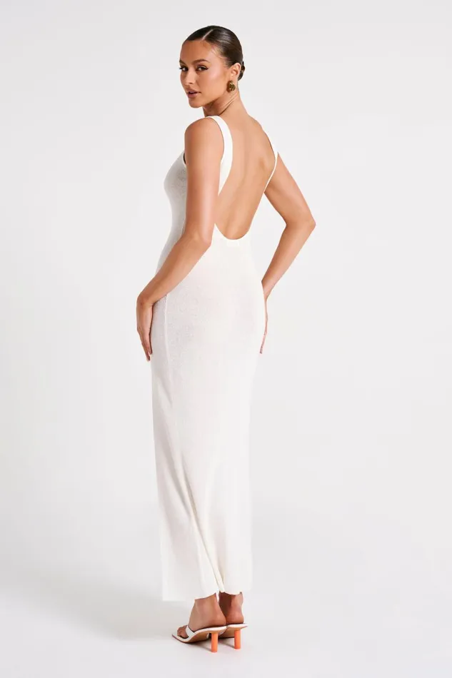 Meshki Maxi Dresses Maxine Sheer Knit Maxi Dress 8211 White White 8211 Women
