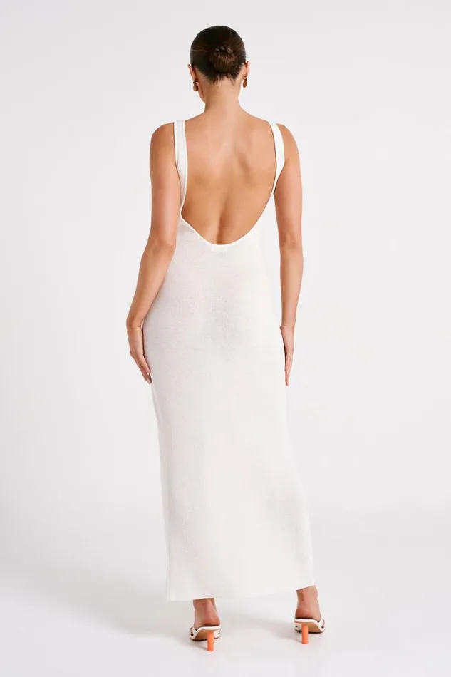 Meshki Maxi Dresses Maxine Sheer Knit Maxi Dress 8211 White White 8211 Women