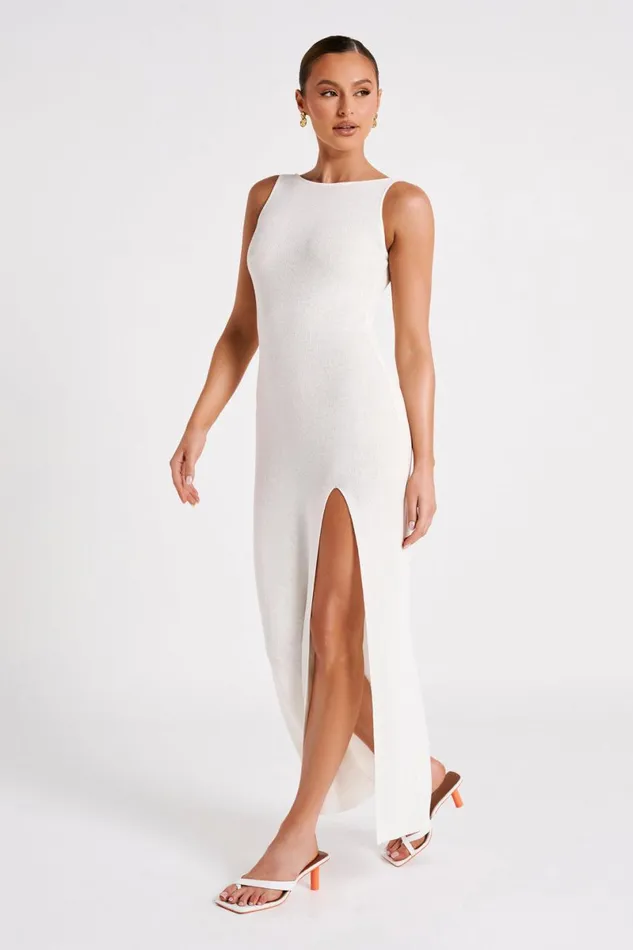 Meshki Maxi Dresses Maxine Sheer Knit Maxi Dress 8211 White White 8211 Women