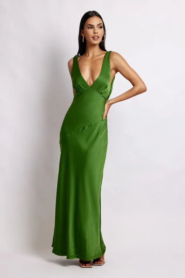 Meshki Maxi Dresses Nadia Maxi Satin Dress With Back Cowl 8211 Emerald Emerald 8211 Women Meshki Maxi Dresses Nadia Maxi Satin Dress With Back Cowl 8211 Emerald Emerald 8211 Women