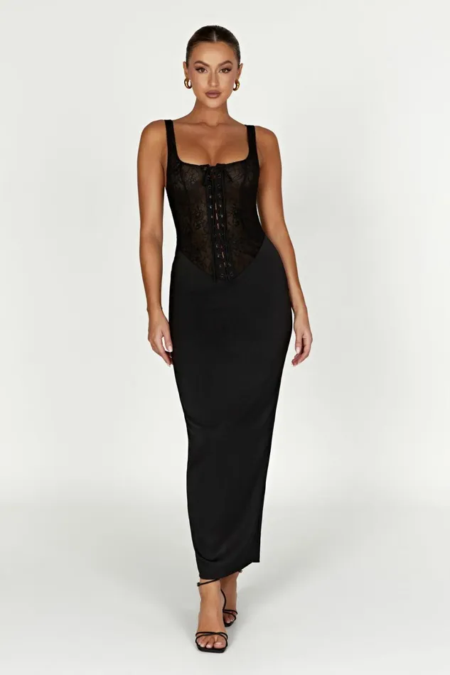 Meshki Maxi Dresses Octavia Lace Corset Maxi Dress 8211 Black Black 8211 Women