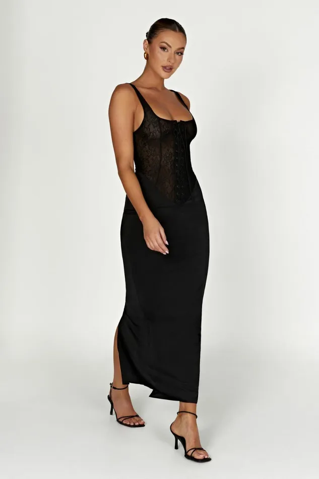 Meshki Maxi Dresses Octavia Lace Corset Maxi Dress 8211 Black Black 8211 Women