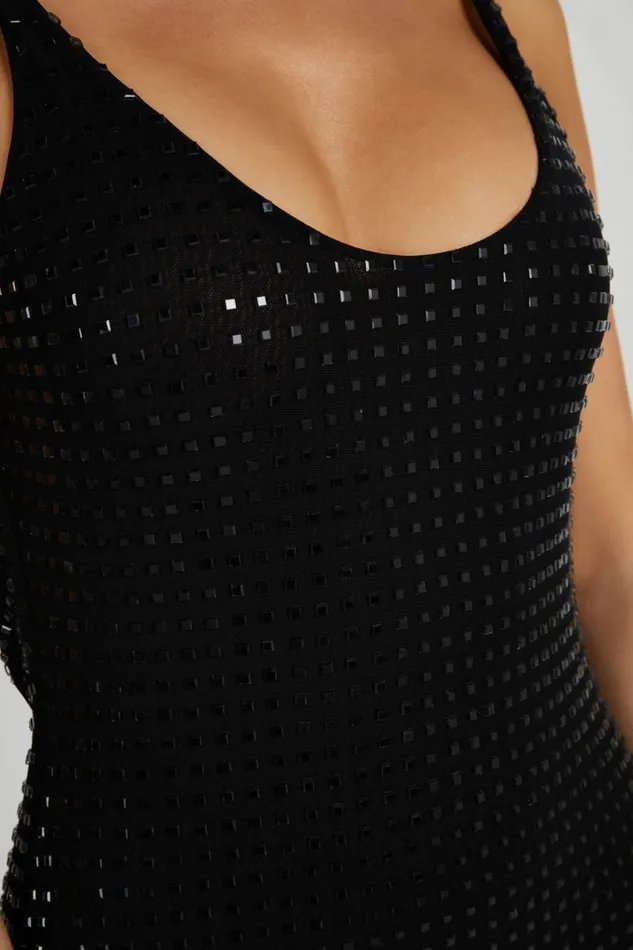 Meshki Maxi Dresses Pam Square Diamante Maxi Dress 8211 Black Black 8211 Women