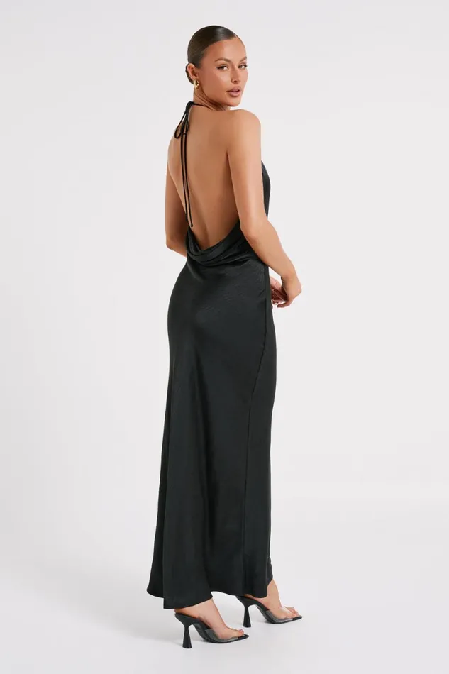 Meshki Maxi Dresses Sammy Satin Halter Maxi Dress 8211 Black Black 8211 Women