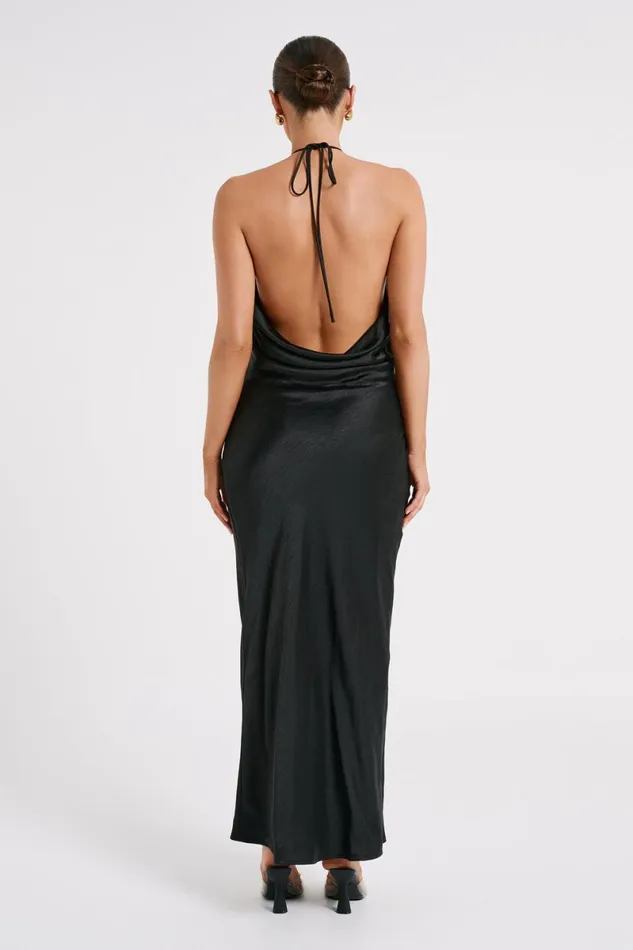 Meshki Maxi Dresses Sammy Satin Halter Maxi Dress 8211 Black Black 8211 Women