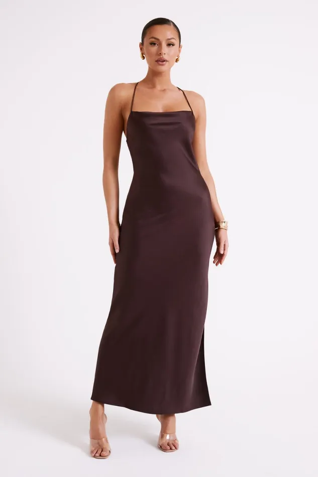 Meshki Maxi Dresses Sydney Straight Neck Slip Maxi Dress 8211 Chocolate Chocolate 8211 Women Meshki Maxi Dresses Sydney Straight Neck Slip Maxi Dress 8211 Chocolate Chocolate 8211 Women