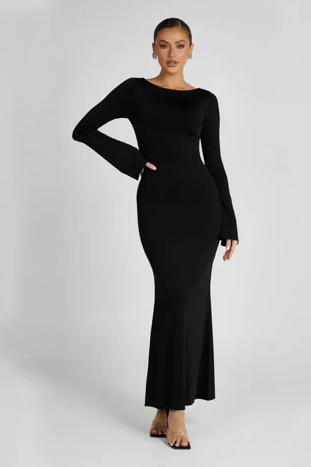 Meshki Maxi Dresses Tarna Slinky Fishtail Maxi Dress 8211 Black Black 8211 Women