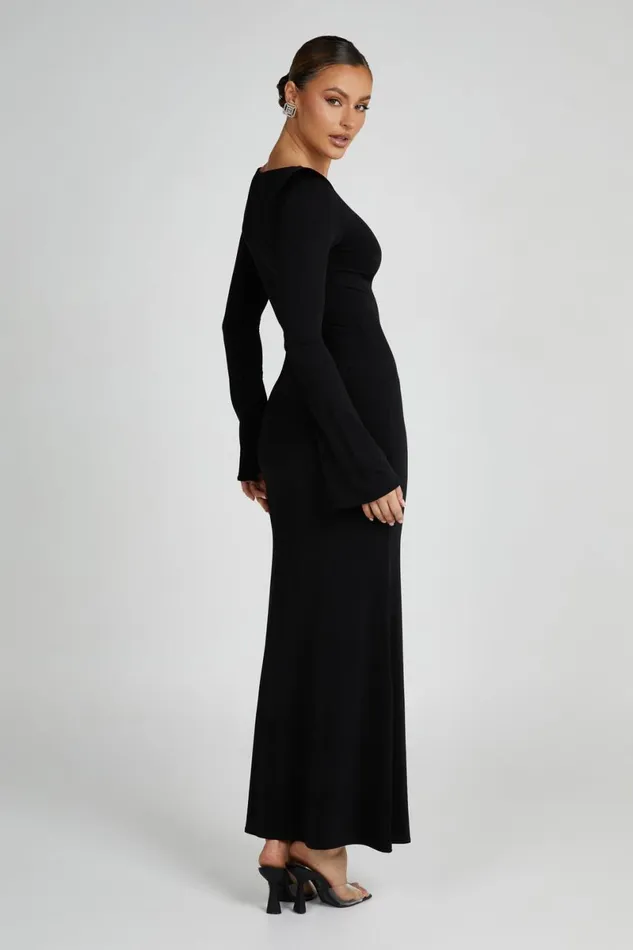 Meshki Maxi Dresses Tarna Slinky Fishtail Maxi Dress 8211 Black Black 8211 Women