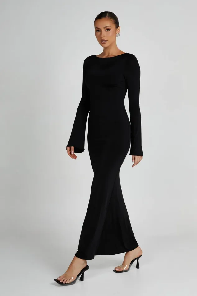 Meshki Maxi Dresses Tarna Slinky Fishtail Maxi Dress 8211 Black Black 8211 Women