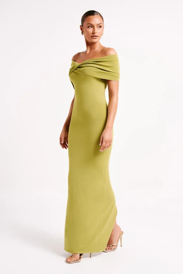 Meshki Maxi Dresses Terese Off Shoulder Knit Maxi Dress 8211 Parakeet Green Parakeetgreen 8211 Women