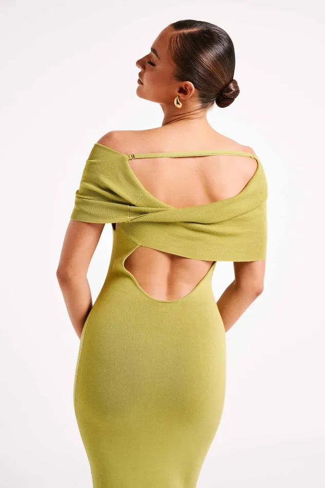 Meshki Maxi Dresses Terese Off Shoulder Knit Maxi Dress 8211 Parakeet Green Parakeetgreen 8211 Women