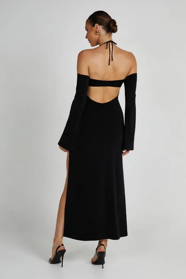 Meshki Maxi Dresses Tia Slinky Off Shoulder Maxi Dress 8211 Black Black 8211 Women