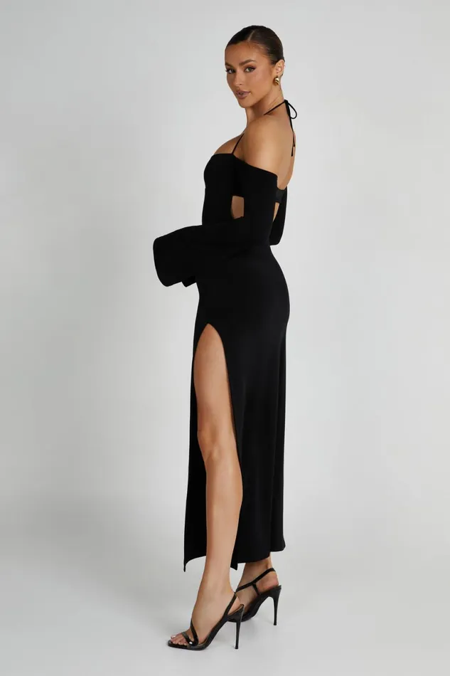 Meshki Maxi Dresses Tia Slinky Off Shoulder Maxi Dress 8211 Black Black 8211 Women