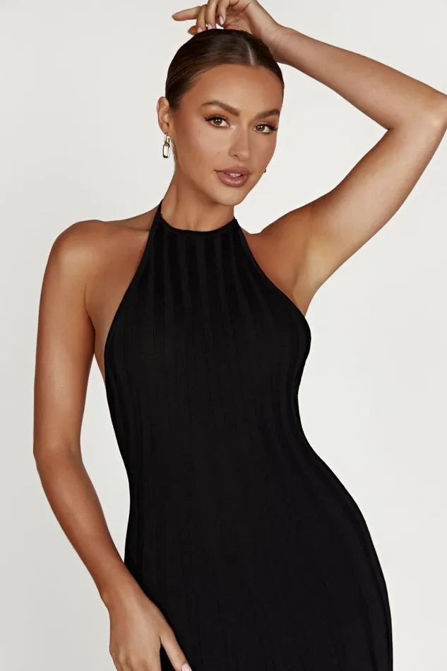 Meshki Midi Dresses Adrienne Halter Neck Midi Dress 8211 Black Black 8211 Women