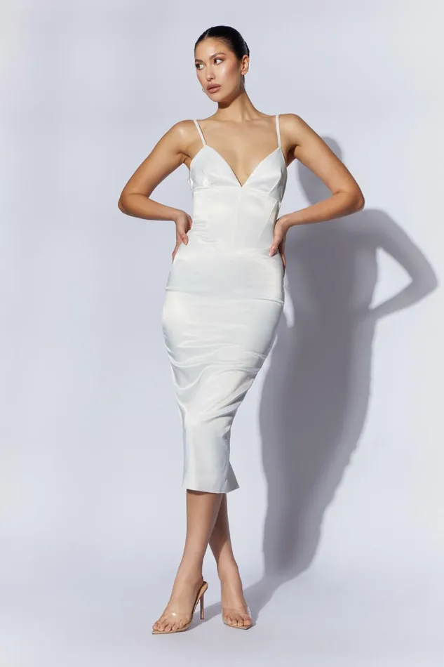 Meshki Midi Dresses Brie Corset Midi Dress 8211 White White 8211 Women