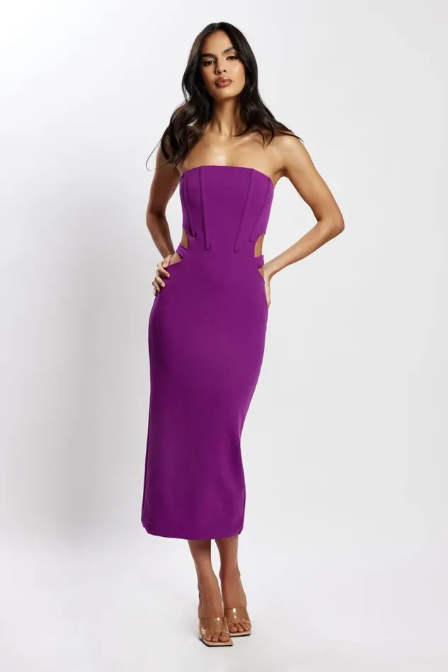Meshki Midi Dresses Catherine Cut Out Midi Dress 8211 Violet Violet 8211 Women Meshki Midi Dresses Catherine Cut Out Midi Dress 8211 Violet Violet 8211 Women