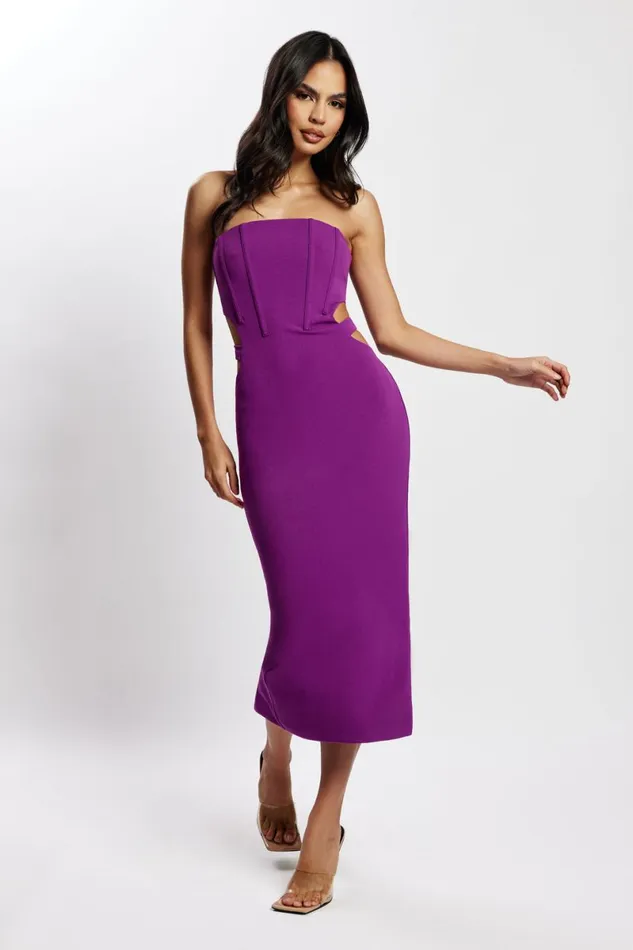 Meshki Midi Dresses Catherine Cut Out Midi Dress 8211 Violet Violet 8211 Women Meshki Midi Dresses Catherine Cut Out Midi Dress 8211 Violet Violet 8211 Women