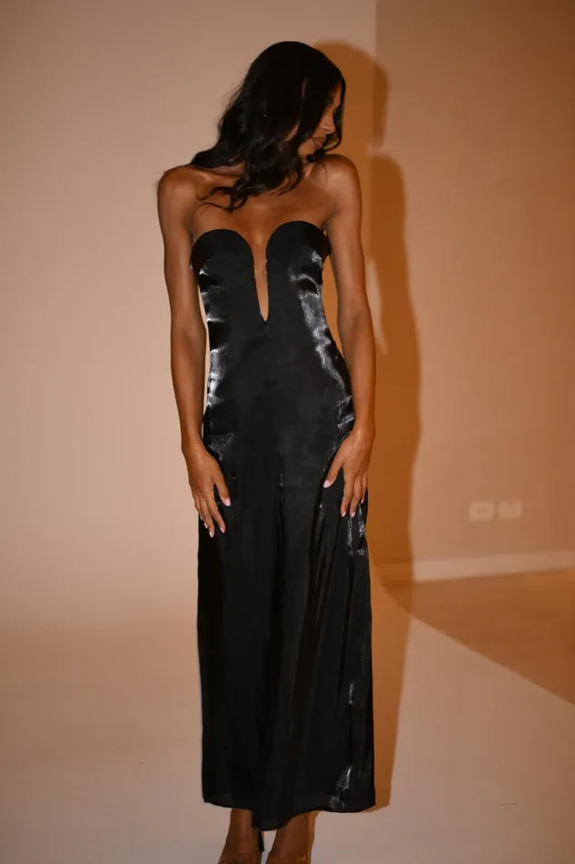 Meshki Midi Dresses Chantelle Liquid Satin Midi Dress 8211 Black Black 8211 Women