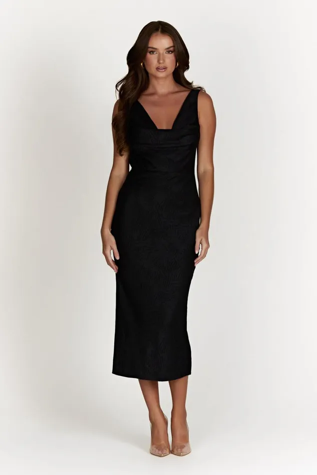 Meshki Midi Dresses Fallon Cowl Midi Dress 8211 Black Black 8211 Women