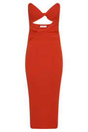 Meshki Midi Dresses Gabrielle Twist Knit Midi Dress 8211 Coral Coral 8211 Women