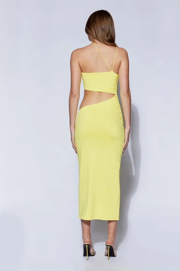 Meshki Midi Dresses Keira Side Cut Out Midi Dress 8211 Yellow Yellow 8211 Women Meshki Midi Dresses Keira Side Cut Out Midi Dress 8211 Yellow Yellow 8211 Women
