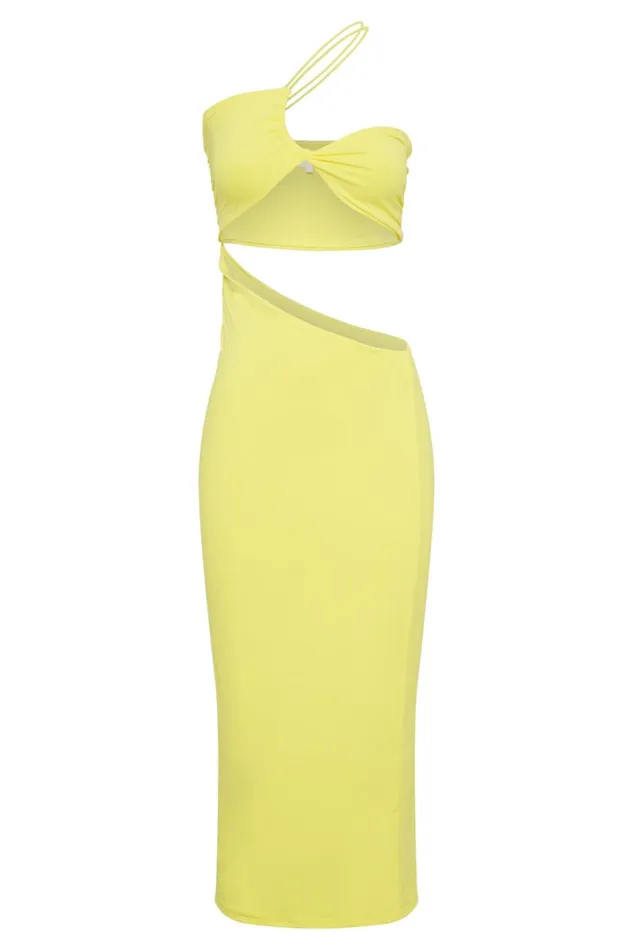 Meshki Midi Dresses Keira Side Cut Out Midi Dress 8211 Yellow Yellow 8211 Women Meshki Midi Dresses Keira Side Cut Out Midi Dress 8211 Yellow Yellow 8211 Women