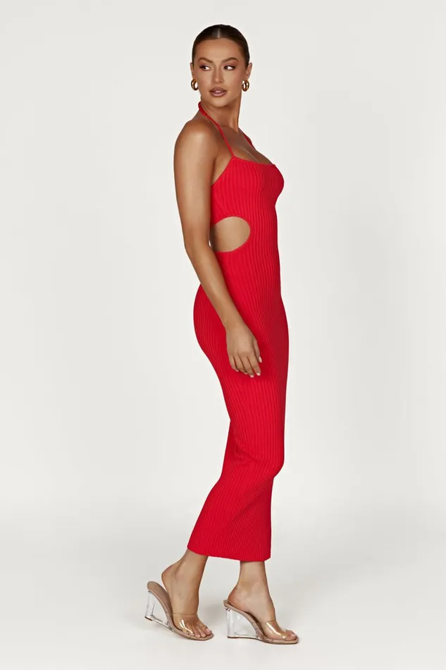 Meshki Midi Dresses Morgan Halter Knit Midi Dress 8211 Red Red 8211 Women