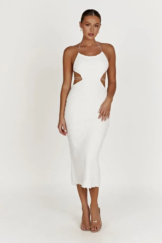 Meshki Midi Dresses Sakura Textured Midi Dress 8211 White White 8211 Women