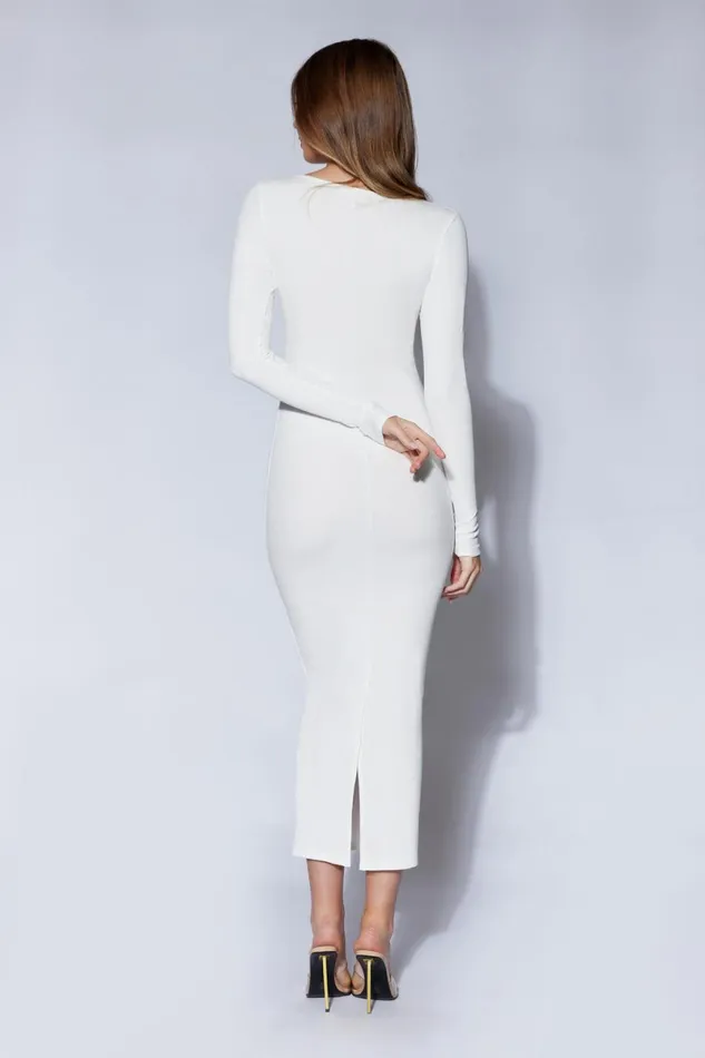 Meshki Midi Dresses Sierra Scoop Neck Long Sleeve Midi Dress 8211 White White 8211 Women