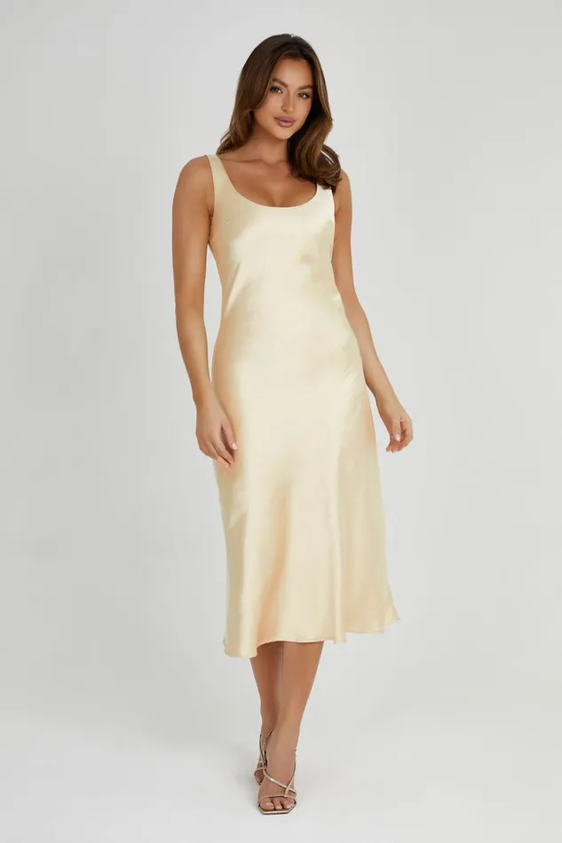 Meshki Midi Dresses Tamara Satin Iridescent Slip Midi Dress 8211 Gold Gold 8211 Women Meshki Midi Dresses Tamara Satin Iridescent Slip Midi Dress 8211 Gold Gold 8211 Women