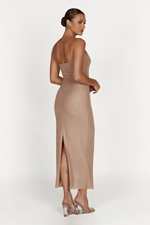 Meshki Midi Dresses Waverly Strapless Diamante Midi Dress 8211 Nude Nude 8211 Women