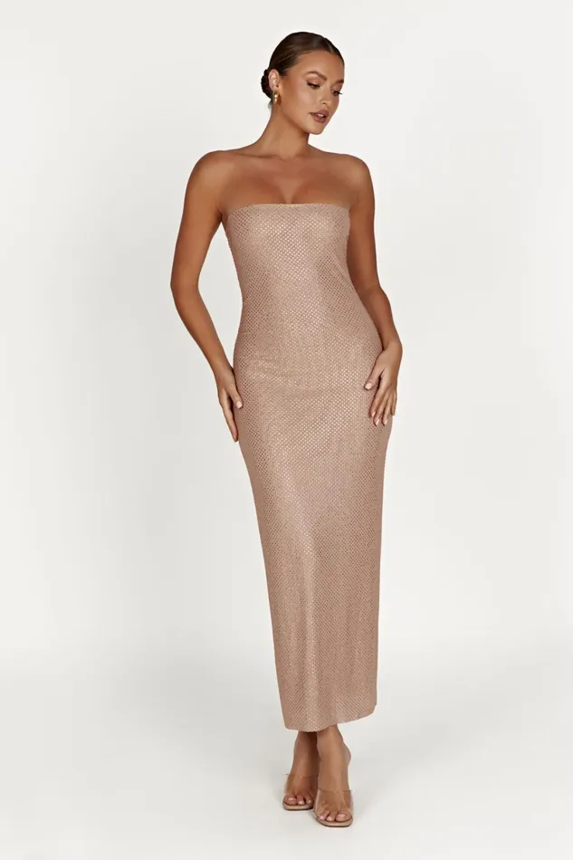 Meshki Midi Dresses Waverly Strapless Diamante Midi Dress 8211 Nude Nude 8211 Women