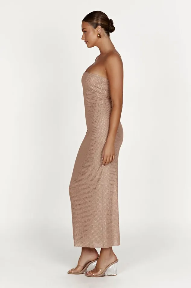 Meshki Midi Dresses Waverly Strapless Diamante Midi Dress 8211 Nude Nude 8211 Women