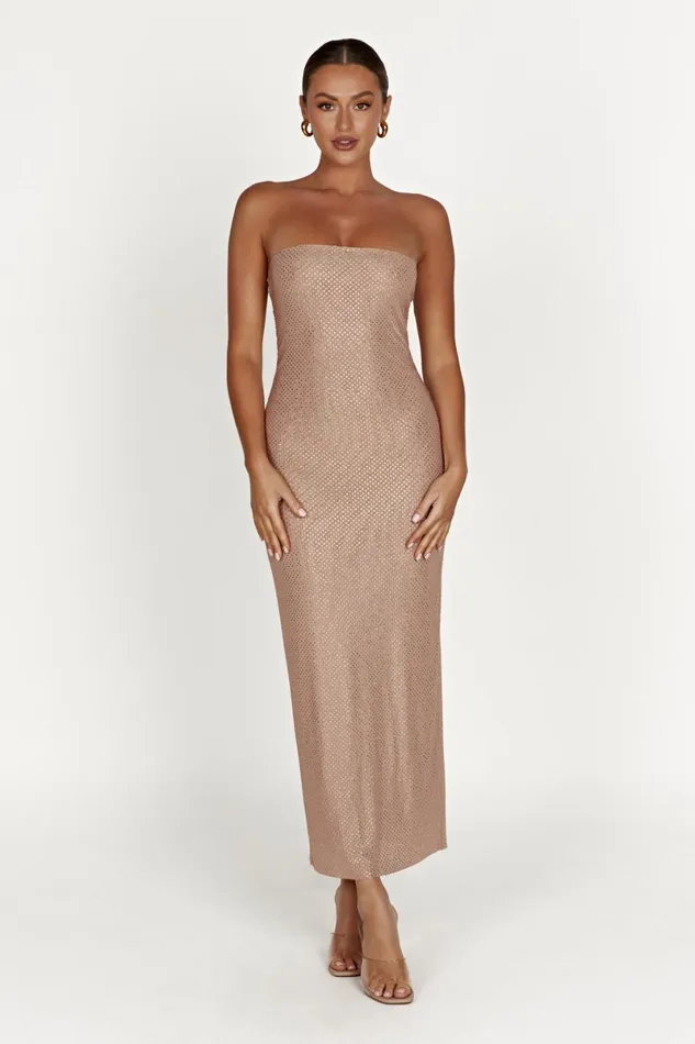 Meshki Midi Dresses Waverly Strapless Diamante Midi Dress 8211 Nude Nude 8211 Women