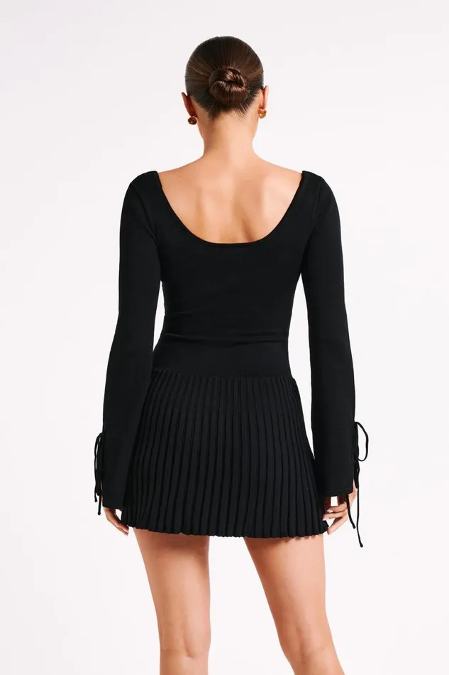 Meshki Mini Dresses Britney Long Sleeve Knit Mini Dress 8211 Black Black 8211 Women