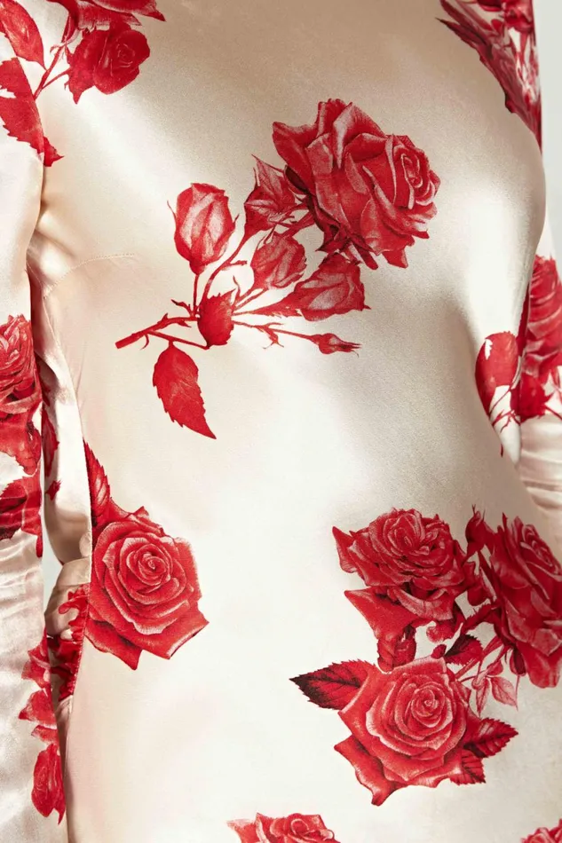 Meshki Mini Dresses Davina Satin Long Sleeve Mini Dress 8211 Rose Print Roseprint 8211 Women
